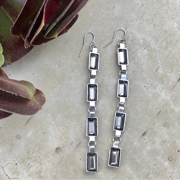 Anthropologie Jewelry - Anthropologie long silver EARRINGS dangle faceted